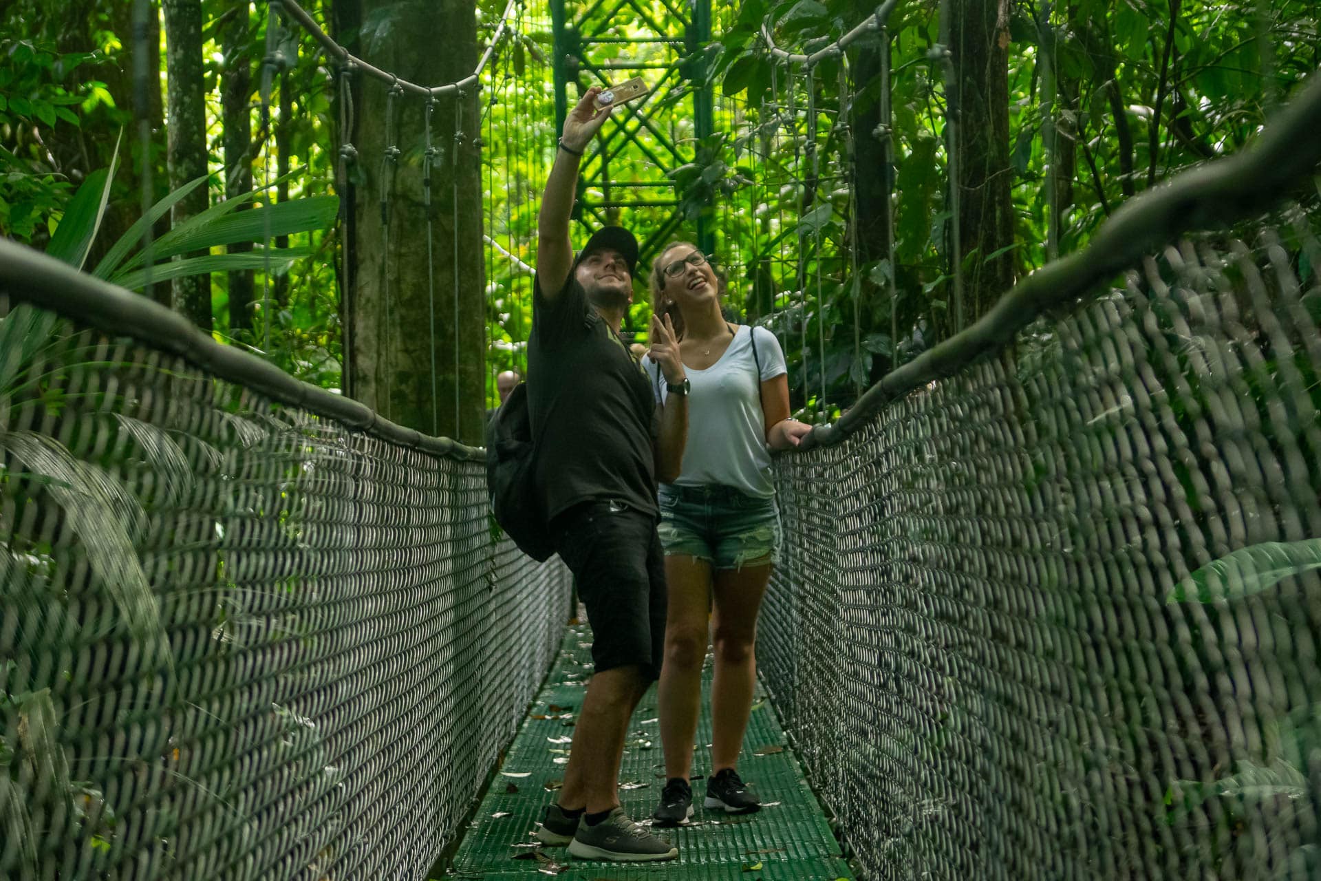 Hanging bridge through Costa Rica jungle